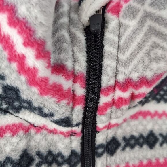 FLEECE Nordic Print Quarter Zip Pull Sweatshirt XS C5 - Picture 2 of 6